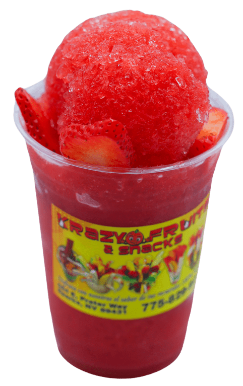 Strawberry icy with slices of strawberry at Krazy Fruits.
