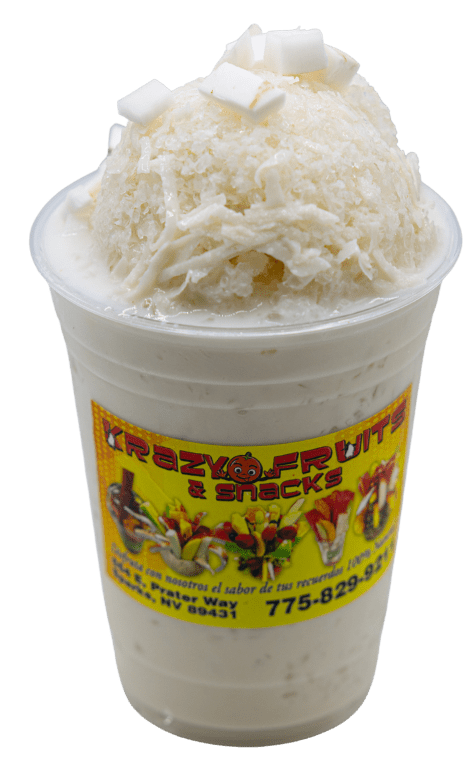 Coconut icy with coconut chunks at Krazy Fruits.