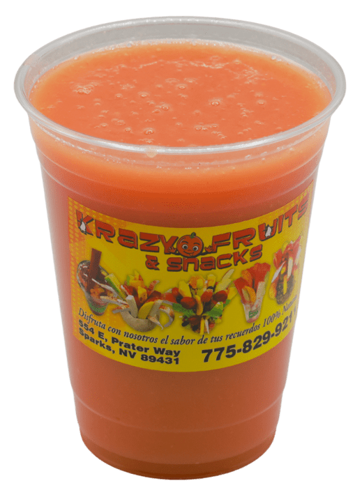 Fresh pressed papaya and strawberry juice at Krazy Fruits.