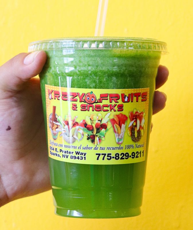 Fresh pressed vegetable juice at Krazy Fruits.
