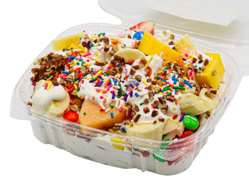 Bionico in Sparks at Krazy Fruits - Fruits topped with whipped cream, M&M's and sprinkles