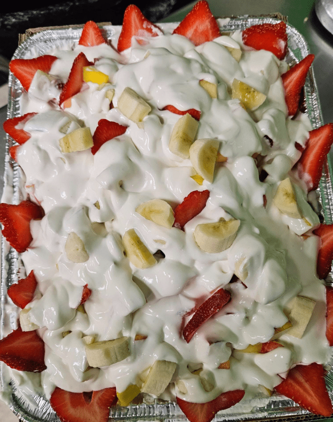 Krazy fruits facebook post of fresh fruits covered in whipped cream