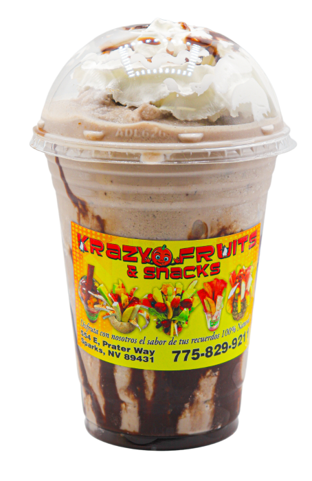 Oreo Shake topped with whipped cream at Krazy Fruits.